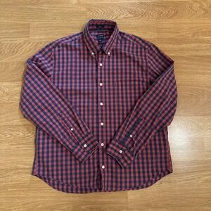 J Crew‎ Shirt Men's Performance XL Slim Untucked Red/Blue Check Plaid Preppy